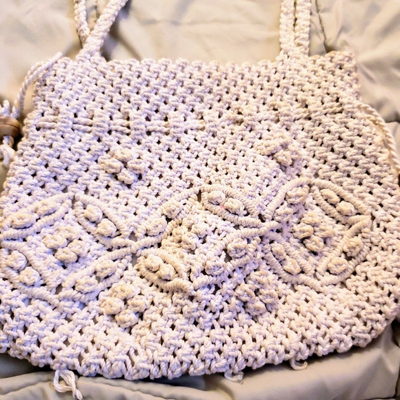 Handbags - White/Cream Boho Style Crochet Shoulder Bag